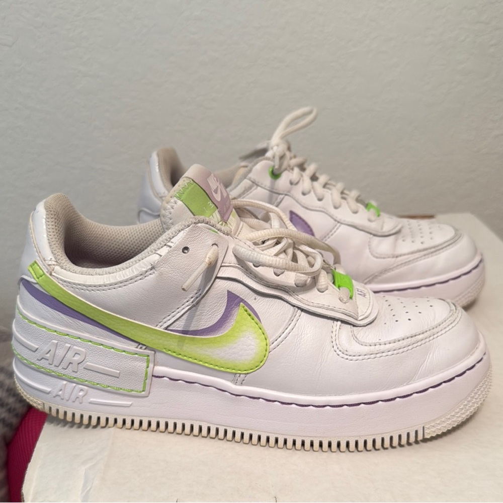Nike White and Purple Athletic Shoes Air Force 1